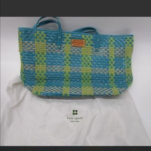 Kate Spade Green and Blue Woven Tote
